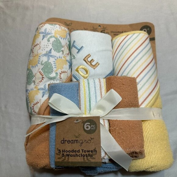 Dream Gro - NWT - set of 3 hooded towels and wash clothes - Dinosaur des… - Picture 1 of 5